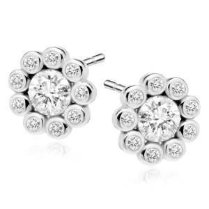 Cercei argint floare cu pietre DiAmanti Z1420E_W-DIA (Argint 925‰ 1,3 g.)